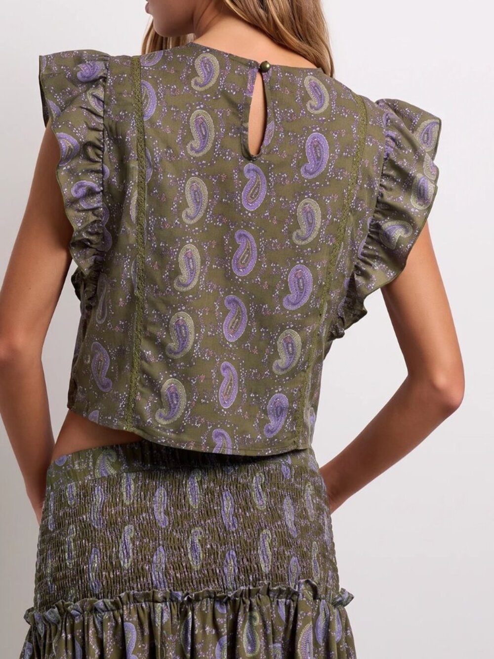 Army Green Boho Women's Two-Piece Set - Picture 7 of 8